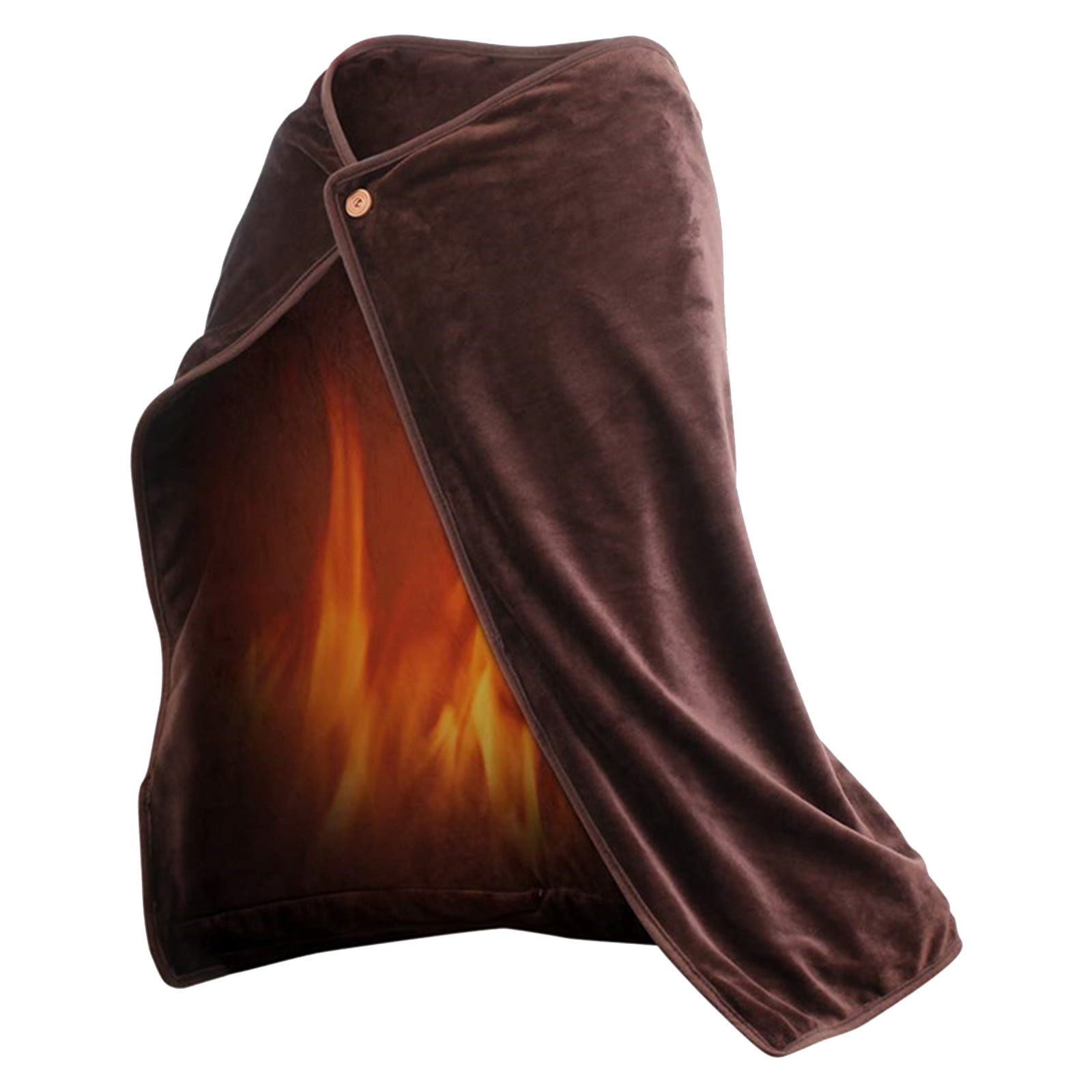 JeashCHAT USB Heated Blanket Shawl, Cordless Electric Blanket, Super Cozy Soft Wearable Shawl for Winter, Flannel Warm Blanket for Travel Home Car Office Chair, 39x28in, Coffee