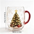 thumbnail image 3 of Christmas Themed Glass Mug with Handle, Christmas Motif Glass Coffee Cup, Santa Reindeer Christmas Tree Snowman Embossed Holiday Drinking Glass, Thickened Clear Glass Festive Winter Beverage Mug, 3 of 7