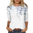 thumbnail image 2 of Raeneomay 3/4 Length Sleeve Womens Tops Women Fashion Printed T-Shirt Blouse Round Neck Casual Tops, 2 of 6