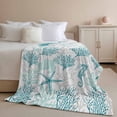 thumbnail image 2 of Throw Blanket for Couch Summer Ocean Sea Coral Soft Fleece Flannel Blankets Cozy Lightweight Blanket for Home Sofa Living Room Shell Green Turtle Seahorse Bed Throws 40" x 60", 2 of 9