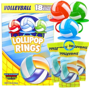 Volleyball Lollipop Rings, Birthday Party Favors, 18 Count, 7.61 Ounce Box