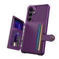 thumbnail image 2 of SaniMore Versatile Case for Samsung Galaxy S24, Rugged PC Shell PU Leather Button Flip Card Pocket Stand Feature Magnetic Car Mount Shockproof Anti-drop Heavy Duty Protective Cover, Purple, 2 of 7