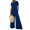 38#Blue, variant on Gmdeguo Jumpsuit for Women Playsuits Summer Casual Short Sleeve Button Front V Neck Elastic Waist Wide Leg Cropped Pants Jumpsuits Rompers with Pocket