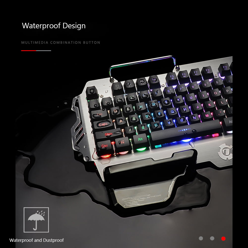 Left Wrist Rest Metal Phone Holder PK900 RGB Backlit Wired Gaming Keyboard 