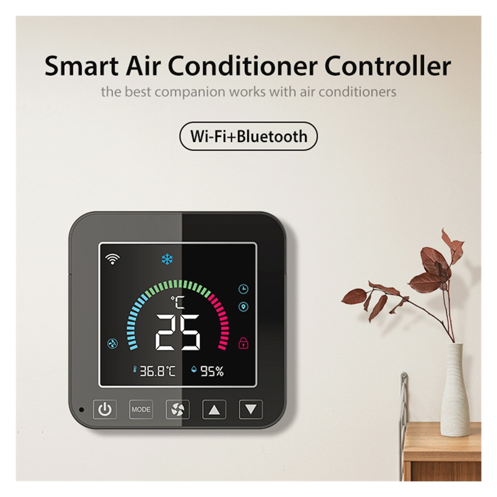 WiFi Thermostat Air Conditioner Temperature Humidity Infrared Controller USB LCD Touch Screen Black