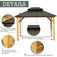 thumbnail image 3 of Aoodor Patio Solid Wooden Gazebo 10 x 12 ft. Hardtop Roof 2 - Tier for Garden - Green, 3 of 5