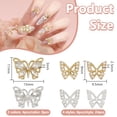 thumbnail image 2 of 32Pcs 6 Styles Butterfly Nail Art Charms Butterflies with Rhinestones Pearl 3D Nail Art Studs 3D Butterfly Theme Nail Rhinestones Accessories, 2 of 5