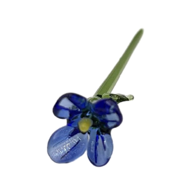 Decoración floral de vidrio hecha a mano con tallo, miniplantas florales sopladas a mano, figura decorativa para el hogar, sala de estar, oficina, mesa, florero.