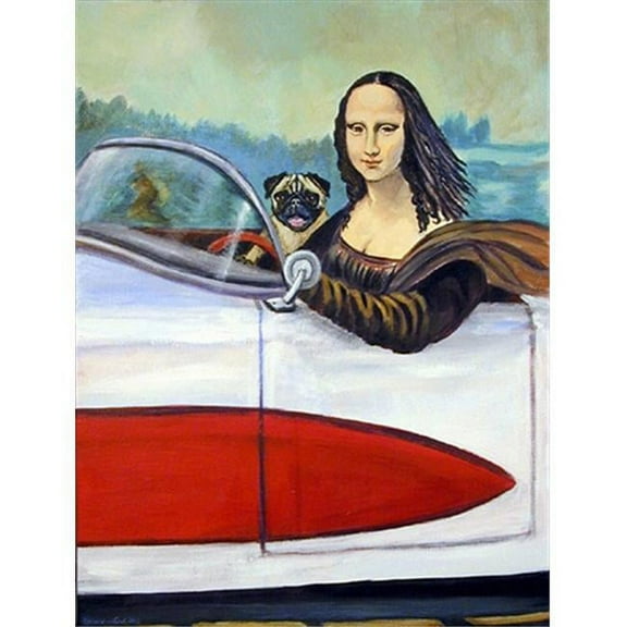 28 x 40 in. Pug And Mona Lisa Flag Canvas House Size