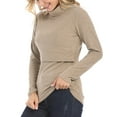 thumbnail image 4 of felwors Shirts for Women Cotton Turtleneck Breastfeeding Tees Long Sleeve Maternity Top Comfort Pregnancy Blouse 2025 Khaki, XXL, 4 of 7