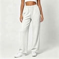 thumbnail image 4 of BRELIL Women's High Waisted Straight Leg Sweatpants with Pockets Casual Loose Lounge Pants Solid Officewear Long Trousers Fashion Outfits, White M, 4 of 7