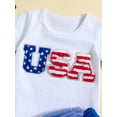 thumbnail image 5 of Aojekbee Girls 4th of July Outfit Short Sleeve O Neck Letter Embroidery Tops Tulle Skirt Set, 5 of 10