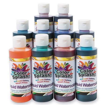 UPC: 0840614141306 | S&S Worldwide Color Splash! Liquid Watercolor Paint  10 Vivid Colors  8-oz Flip-Top Bottles  For All Watercolor Painting  Use to Tint Slime  Clay  Glue  Shaving Cream  Non-Toxic. Pack of 10