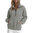 thumbnail image 2 of yardsong Quarter Zip Up Sweatshirt Women Fleece Pullover Oversized Half Zip Tops with Collar Long Sleeve Pocket Sweatshirts 2026 Gray,S, 2 of 8