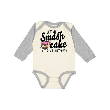 

Inktastic Let Me Smash Cake Its My Birthday Gift Baby Girl Long Sleeve Bodysuit