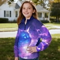 thumbnail image 3 of Uorisanigo Girls Oversized Sweatshirts Half Zip Pullover Sweatshirt Drop Shoulder Purple Galaxy Cat Long Sleeve Pullover Top Fall Fashion Outfits Clothes Quarter-Zip Jacket Shirts Top, 3 of 7