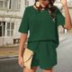 thumbnail image 4 of Puntoco Moda Mujer Verano Casual Manga Corta Blusas Botton Cuello Redondo Tops Pantalones Cortos Liquidación Puntoco Puntoco-2781, 4 of 5