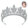 thumbnail image 2 of Princess Tiara Tall Rhinestone - Faux Pearl Cute Wedding Party Tiara Bride Crown, 2 of 6