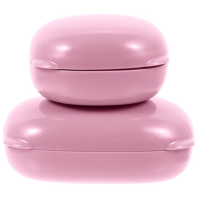 Estante para esponja, caja de jabón, plato de viaje con tapa, soporte para accesorios de baño, ducha, color rosa, 2 piezas