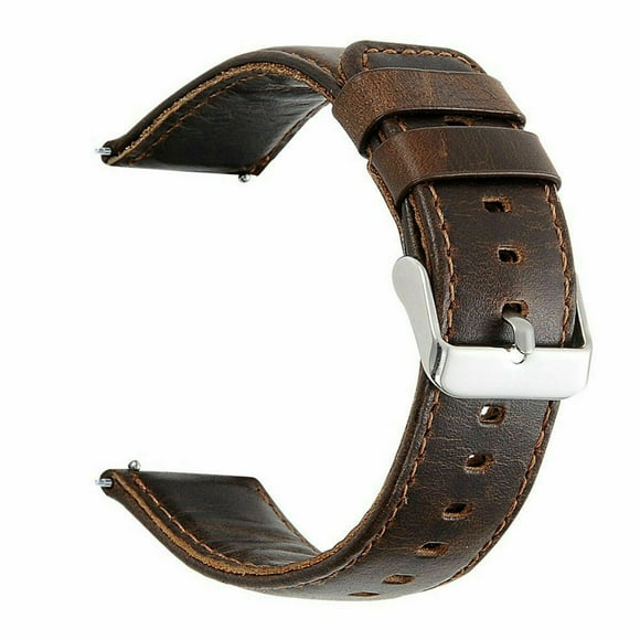 Mignova Bands For Garmin Captain Marvel Venu 2S/Vivoactive 4S/Vivomove 3S Rey 18MM Leather Watch Strap Wristband Bracelet with Stainless Steel Buckle Clasp(Dark Brown)