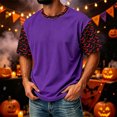 thumbnail image 2 of ZXLBBD Men's T-Shirts Halloween Ribbed Pumpkin Graphic Tee Short Sleeve Crew Neck T Shirt Party Daily Versatile T-Shirts for Man Dailywear,Purple,L, 2 of 7