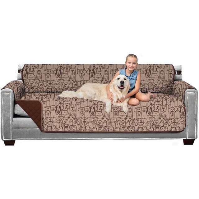 Original Patent Pending Reversible X-Large Oversized Sofa Protector for Seat Width to 78 Inch, Furniture Slipcover, 2 Inch Strap, Couch Slip Cover Throw for Pet Dogs, Sofa, Dog Chocolate