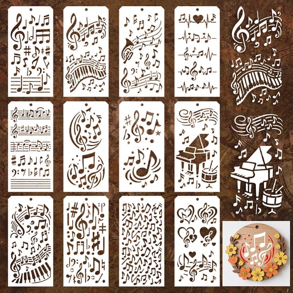 12 Sheets Musical Note Stencils