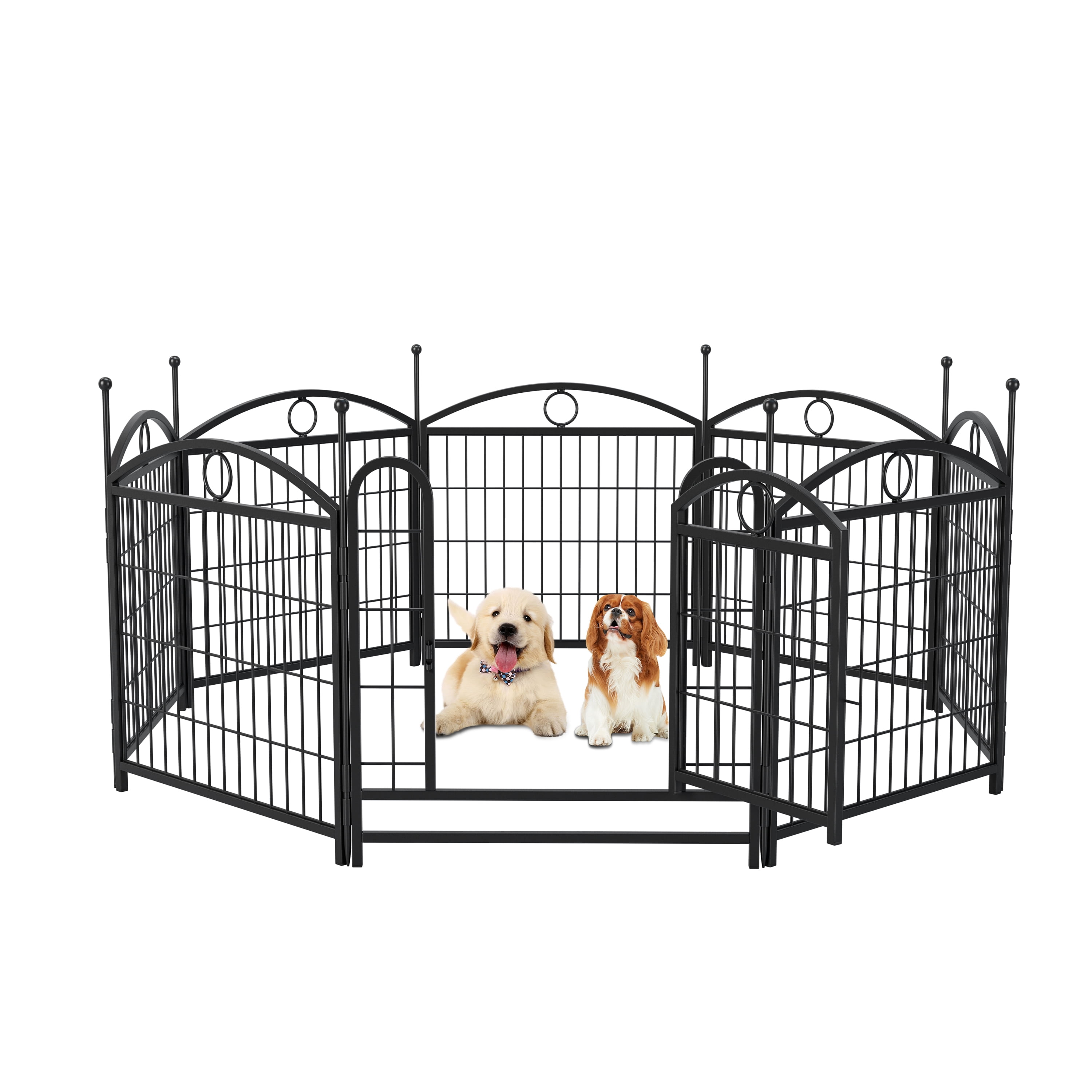 Zephypaws 24" Dog Playpen, 8-Panel Foldable Metal Exercise Pen with Door – Indoor/Outdoor Heavy Duty Puppy Fence, Portable Pet Playpen for Small, Medium & Large Dogs, Black