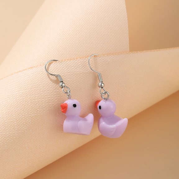 VEFSU Trendy Creative Cute Little Yellow Duck Dangle Earrings for Female Gift Earrings Jewelry