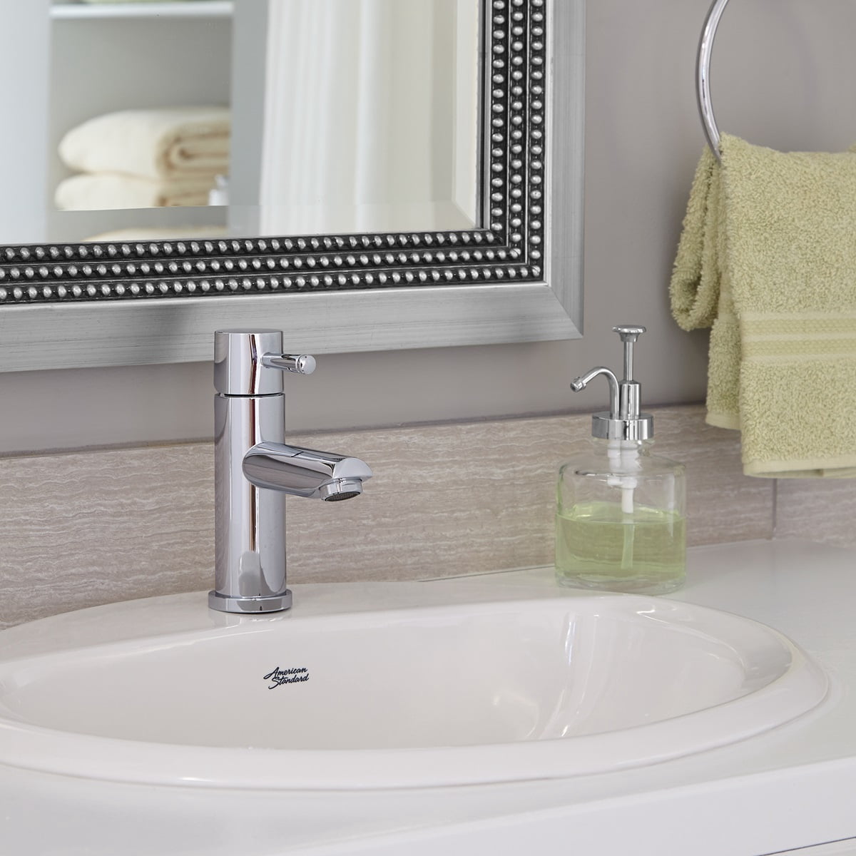 American Standard Aqualyn Drop in Sink with 4-in Faucet Holes in White