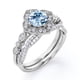 thumbnail image 4 of JeenMata Anillo Nupcial con Diseño de Milgrain Floral en Forma Redonda de 1,75 Quilates con Aguamarina Azul Cielo y Moissanita Engastado en Baño de Oro Blanco de 18 K sobre Plata, 4 of 6