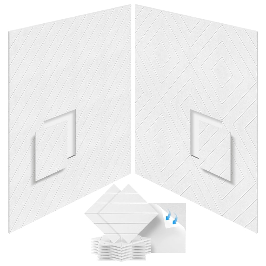 Set of 12 Self Adhesive Acoustic Foam Panels Sound Dampening Wall Decors