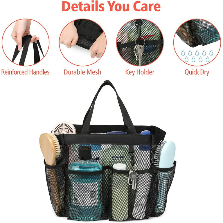 EUDELE Mesh Shower Caddy Portable for College Dorm Room Essentials,Shower Caddy Dorm with 8-Pocket Large Capacity for Beach,Swimming,Gym,Travel