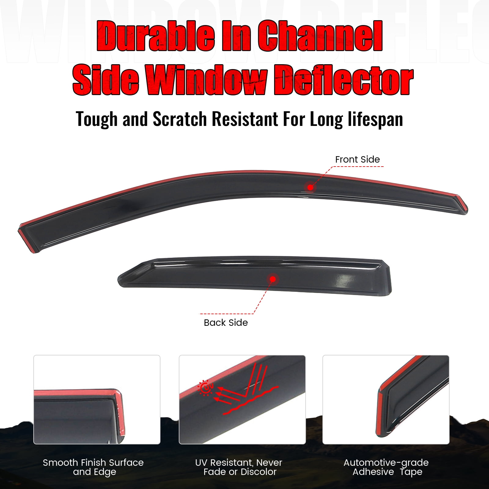 Ikon Motorsports In-Channel Window Visors Sun Shades Vent Rain Guards Deflectors for 2015-2017 Toyota Camry Acrylic Smoke/Tinted 4PCS