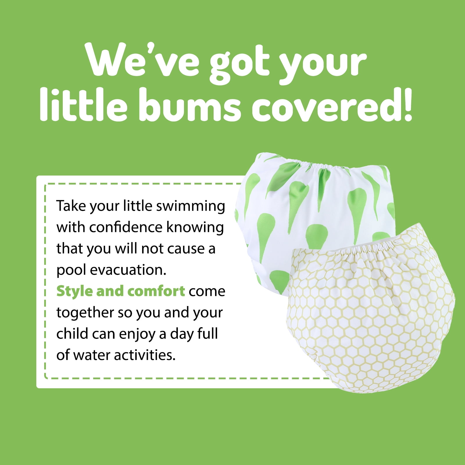 Piu Dino Baby Pool Diaper (Kit w/ 2 units) - Green