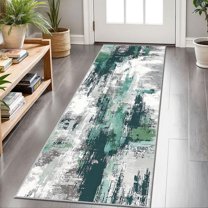 2x6 FT Kitchen Runner Rugs Non Skid Washable, Faux Wool Rug Runners for Hallways Bathroom Carpet Runner, Soft Indoor Modern Floor Rug for Entryway Laundry Room