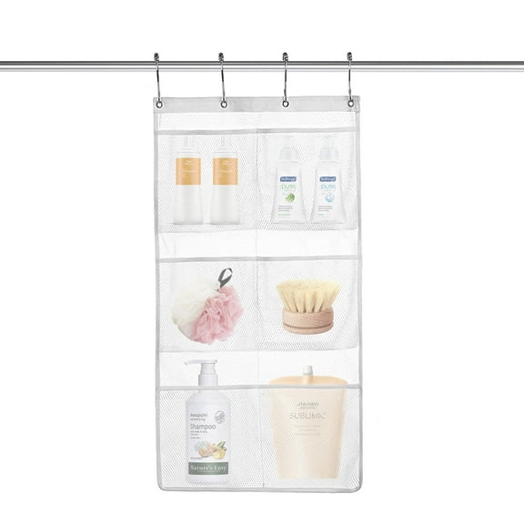 EEEkit Mesh Shower Organizer, Hanging Bathroom Caddy, 6 Pocket Hanging Mesh Bag, Quick Dry