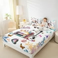 thumbnail image 4 of Manfei Musical Electric Guitar Twin Sheet Sets,Cartoon Kitten Butterfly Twin Fitted Sheet,Valentines Day Gift Flat Sheet For Teens,Breathable Home Decor,3 Pieces, 4 of 7