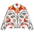 thumbnail image 4 of Jackets for Women Winter Coat Jackets Flannel Stand Collar Jacket(Elegant Floral Gray Design,Size:S-4XL), 4 of 7