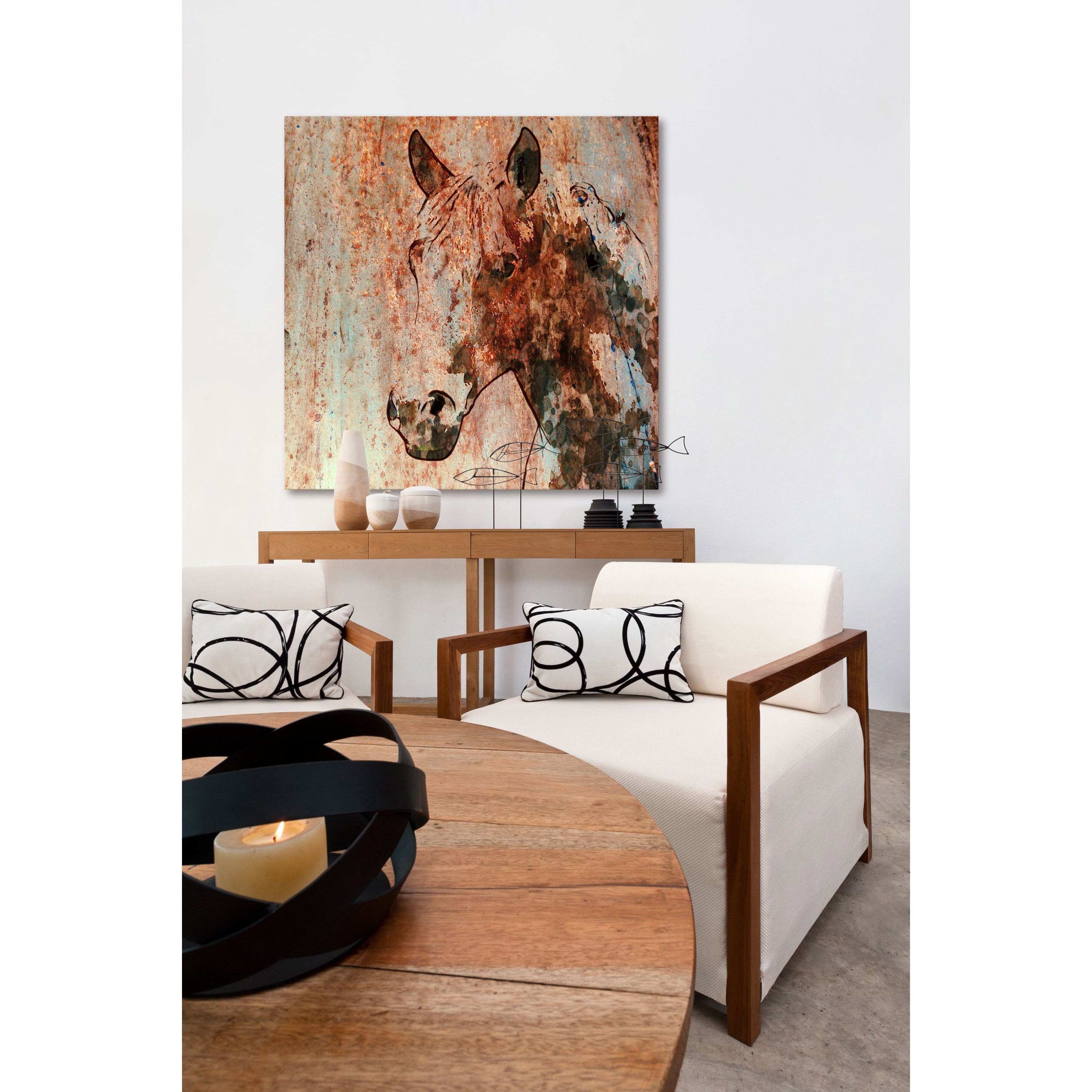 Marmont Hill "Rustic Horse 1" by Irena Orlov Painting Print on Wrapped Canvas