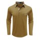 thumbnail image 5 of Men's Spring And Autumn Solid Color T-shirt Lapel 3 Button Open Placket Button Long Sleeved Top 3XL, 5 of 6