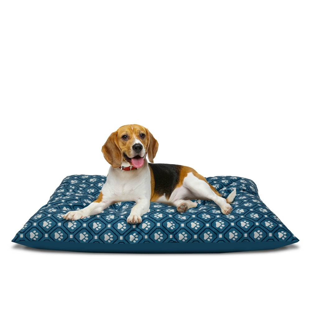 Vibrant Life Pillow Style Dog Bed for Large Dogs, Large, Blue Paw Print