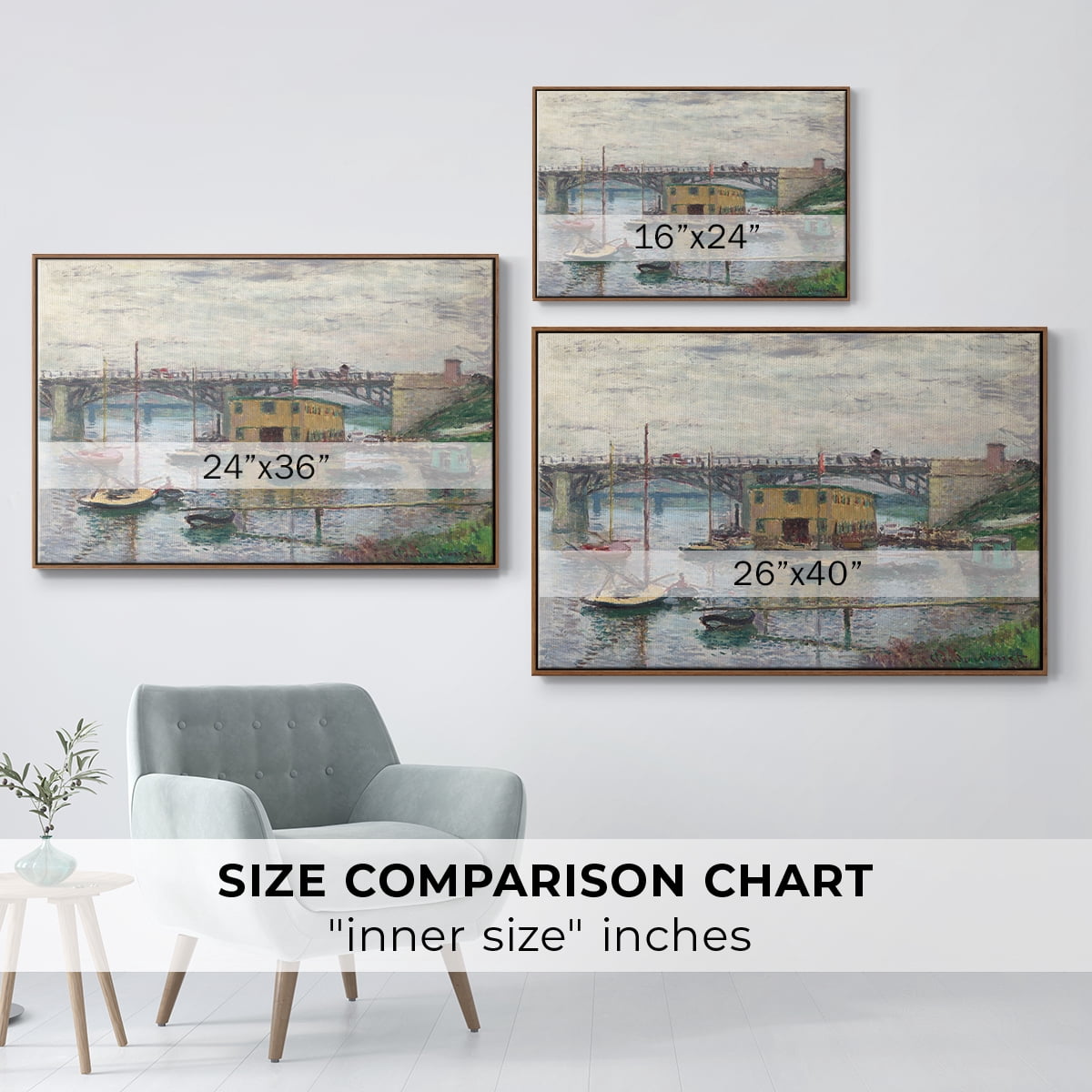 Vintage Landscape-CLV By Wexford Home Framed in Walnut Wood Gallery Wrapped Canvas 25 in. x 37 in.