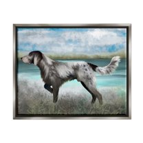 Pointer Dog Lakeside Nature Animals & Insects Graphic Art Luster Gray Framed Art Print Wall Art