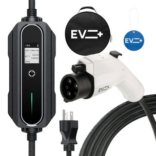 Jump Booster EV Charger Level 1-2, 110-240V Adjustable Current 10-16A, 25  FT Charging Cable, NEMA 6-20 Plug & NEMA 5-15 Adapter, LED Digital Display  