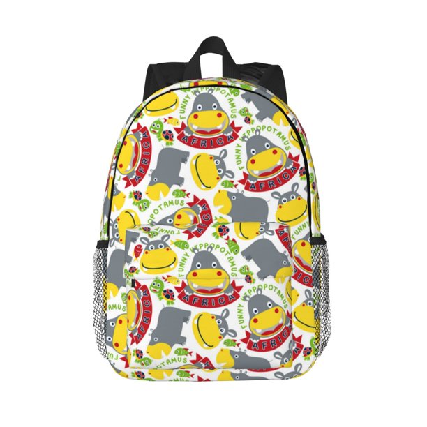 Disketp Hippopotamus Mochila Escolar de 15 Pulgadas, Mochila Ligera para Estudiantes, Viajes y Trabajo, Cómoda y Resistente para el Uso Diario
