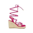 thumbnail image 3 of BLISSFUL STEP Women's Lace Up Platform Heel Espadrilles Wedge Sandals Hot Pink 10, 3 of 7