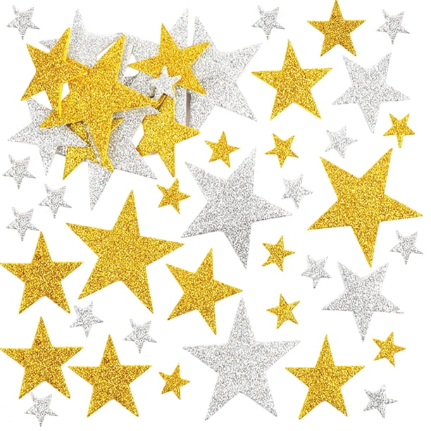 GOOHOCHY 180 Pegatinas de Estrellas Brillantes, Pegatinas con Forma de Estrella, Pegatinas Navideñas de Estrellas con Purpurina