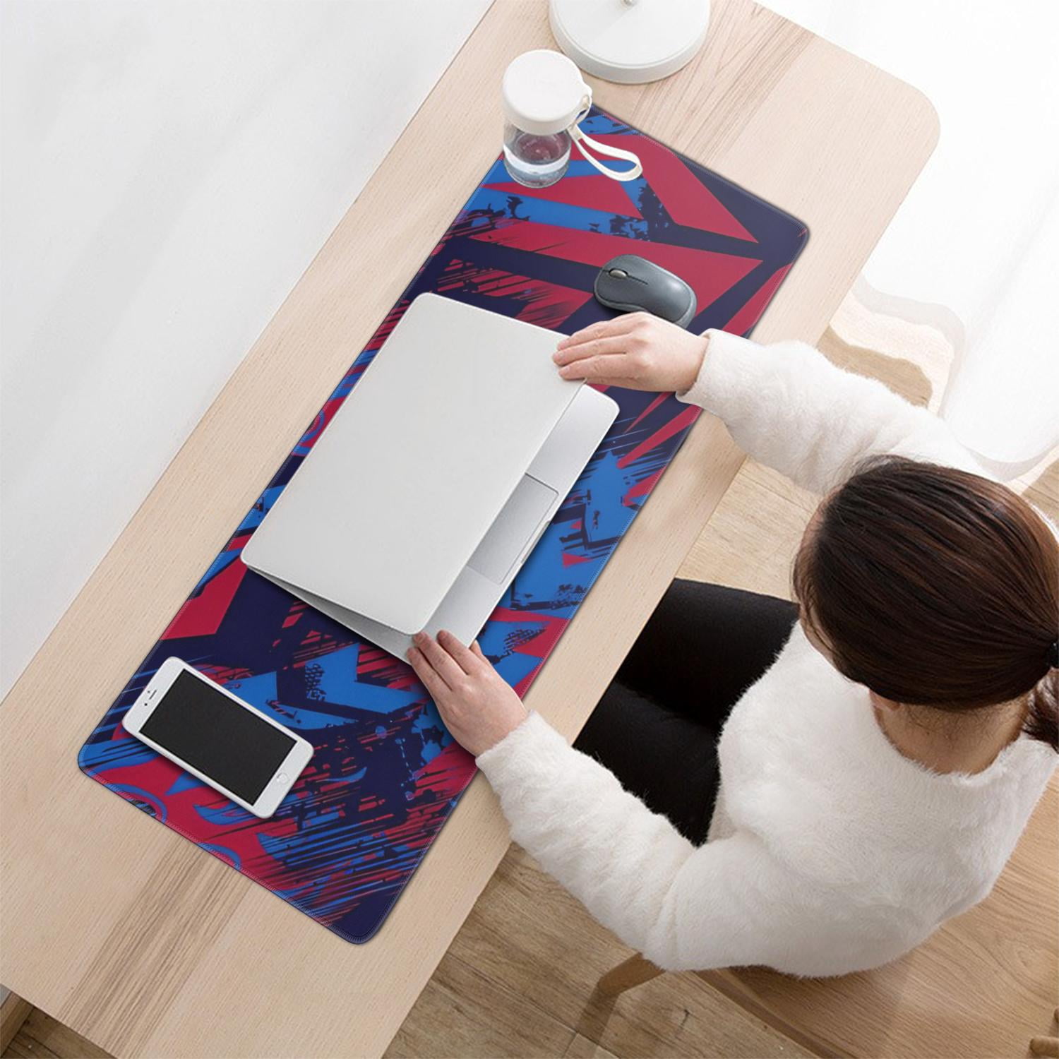 Experience Superior Gaming with Large 31.5x11.8 inch Black Red Mouse Pad - Non-Slip Base, Stitched Edge Keyboard Mat for Home Office Work