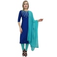 thumbnail image 1 of Atasi Womens Aari Work Royal Blue Rayon Straight Kurti Casual Indian Clothing - 4, 1 of 9
